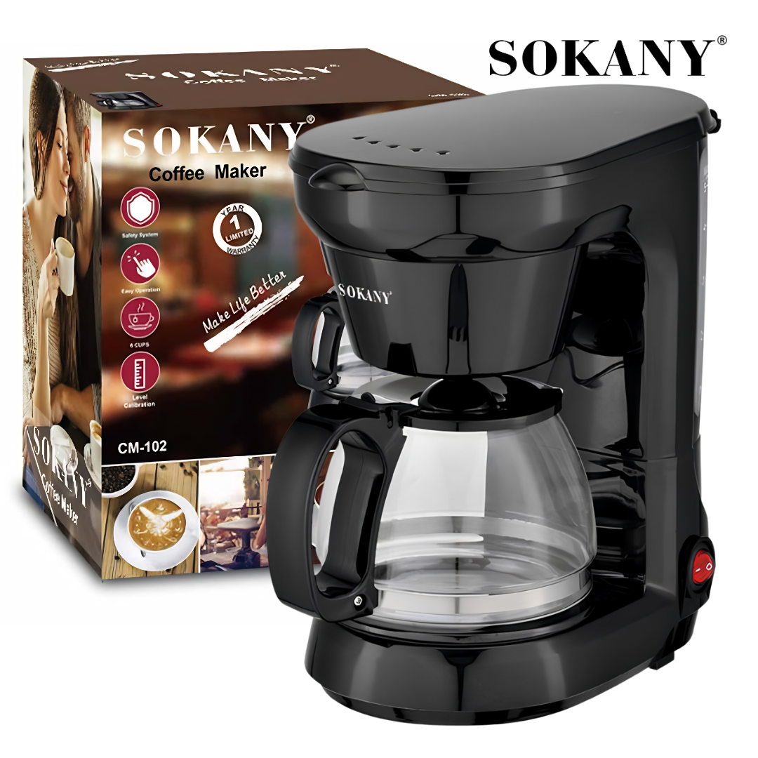 Picture of CM-102 SOKANY Electric Mini Coffee Machine Polypropylene Housing Household Fully Semi-Automatic With Heat Preservation Temperature-Black