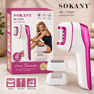 Picture of SK-17024 Sokany 3 in 1 High Quality Hair Remover Ergonomic Non-Slip Handle For Smooth Depilation Plucking Trimming Shaving-White