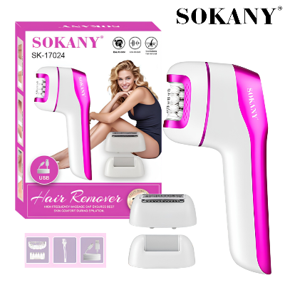 Picture of SK-17024 Sokany 3 in 1 High Quality Hair Remover Ergonomic Non-Slip Handle For Smooth Depilation Plucking Trimming Shaving-White