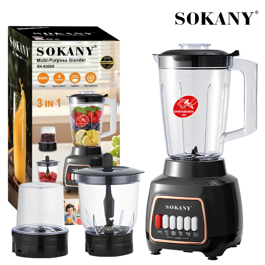 Picture of SK-03008 SOKANY 3 in 1 Blender Grinder Chopper