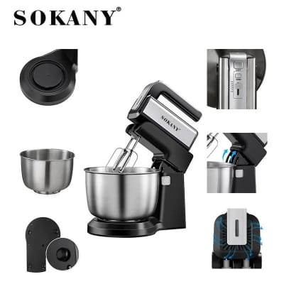 Picture of SOKANY CX-6652 Mixing Kneading Machine 500 Watts Power With 5 Speeds And 3.5 Liter Auto Rotating Durable Stainless Steel Bowl-Silver