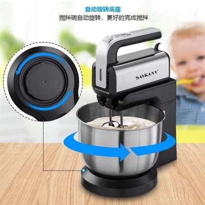 Picture of SOKANY CX-6652 Mixing Kneading Machine 500 Watts Power With 5 Speeds And 3.5 Liter Auto Rotating Durable Stainless Steel Bowl-Silver