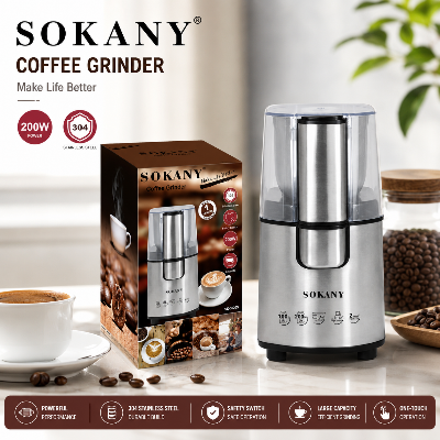 Picture of SK-3020S Sokany Electric Coffee Grinding Machine Washable Grinder Stainless Steel Dry Grinder 200W-Silver