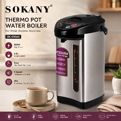 Picture of Sokany SK-09060 6.8 Liter Electric Air Pots With Keep Warm Function Thermostatic Kettle Water Stainless Steel Inner Pot Electric Water Kettle Thermo Pot-Silver