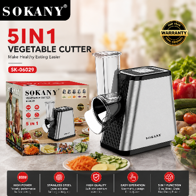 Picture of Sokany SK-06029 5-in-1 Multi-functional Vegetable Cutter With Large Diameter Inlet and Discharge Port-Silver