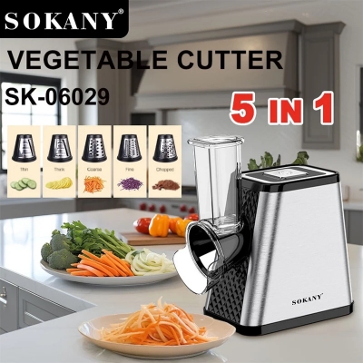 Picture of Sokany SK-06029 5-in-1 Multi-functional Vegetable Cutter With Large Diameter Inlet and Discharge Port-Silver