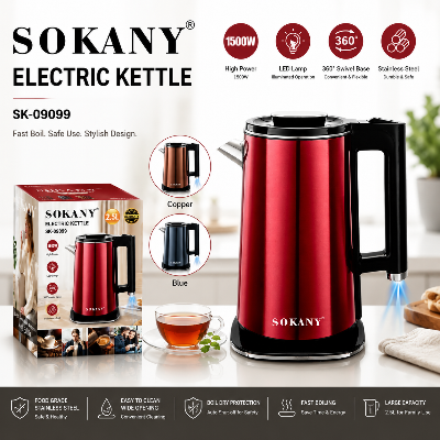 Picture of Sokany SK-09099 2.5 Liter Electric Kettle Luxurious Aesthetic Design Fast Boiling Auto Shut Off With Indicator Light New Design Household Electric Kettle