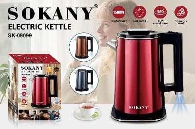 Picture of Sokany SK-09099 2.5 Liter Electric Kettle Luxurious Aesthetic Design Fast Boiling Auto Shut Off With Indicator Light New Design Household Electric Kettle
