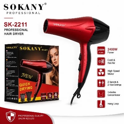 Picture of SK-2211 Sokany Electric Hair Dryer with Concentrator High Power 2400W Ionic Quick Drying For Home Use