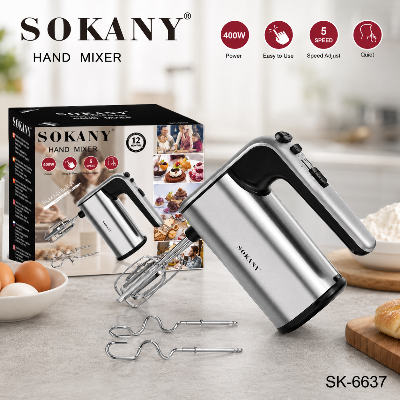 Picture of Sokany SK-6637 Electric Powerful Hand Mixer Kitchen Egg Beater Food Mixer 5 Speed Egg Mixer-Silver