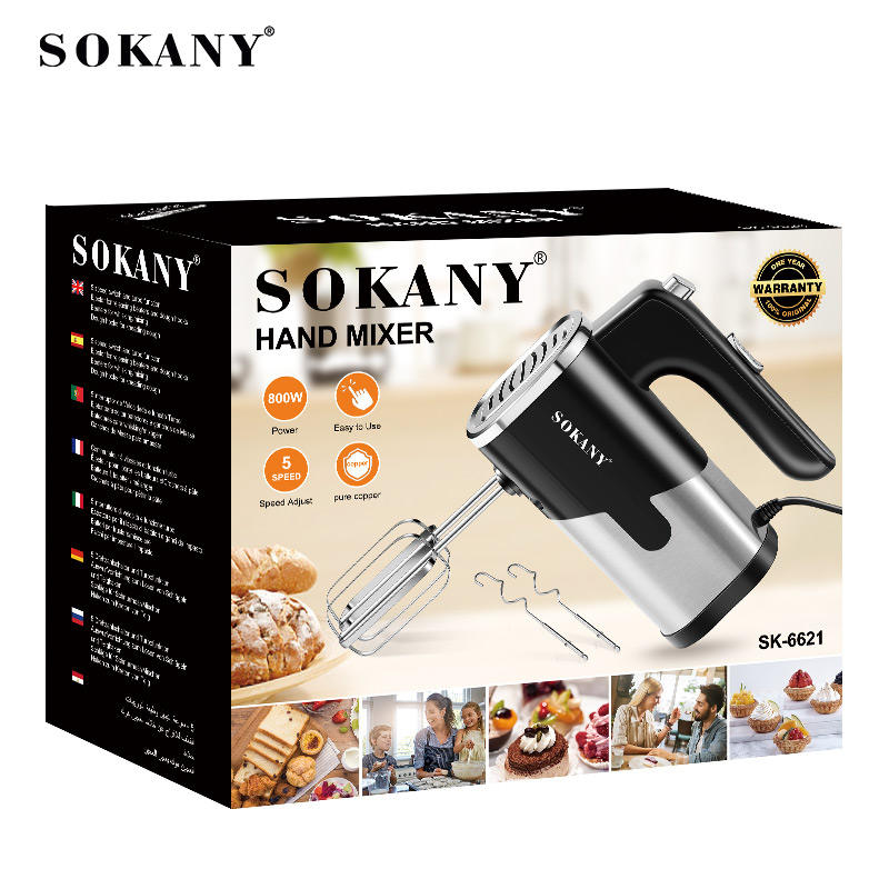 Picture of Sokany SK-6621 800W High Quality Hand Mixer Multiple Speed Whisk Eggbeater-Black