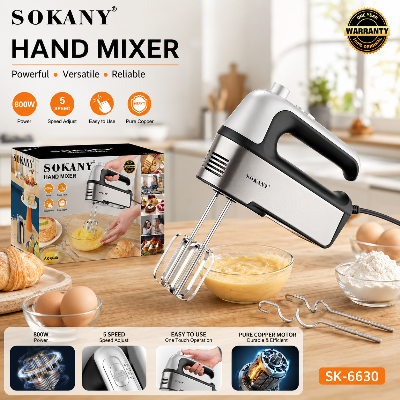 Picture of Sokany SK-6630 800w Egg Beater Hand Blender 5 Speed Mixer for Kitchen Whipped Cream Food Mixer-Silver