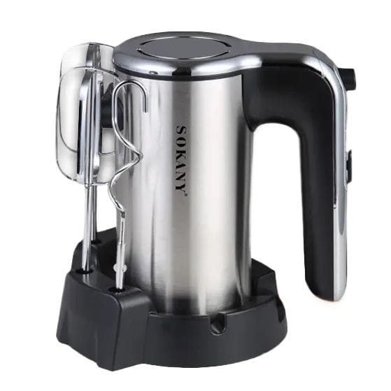 Picture of Sokany SK-02026 2-in-1 Stand Egg Beater 800W 5 Speeds Hand Mixer With Strong Stand for Kitchen Organizing-Silver