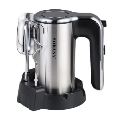 Picture of Sokany SK-02026 2-in-1 Stand Egg Beater 800W 5 Speeds Hand Mixer With Strong Stand for Kitchen Organizing-Silver