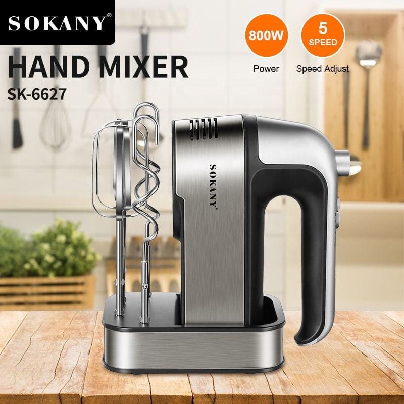 Picture of Sokany SK-6627 Newest 800w Egg Beater 5 Speed Hand Mixer for Kitchen Whipped Cream Food Blender-Silver