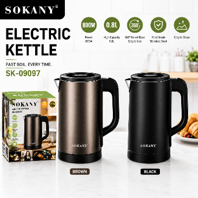 Picture of Sokany SK-09097 Premium Built Quality 0.8 Liter Electric Kettle 800W Fast Boiling Stainless Steel Electric Kettle, Cordless Tea Coffee Kettle with Auto Shut-Off, Lid can be removed completely, Small Compact for Hotel Home Office Dorm