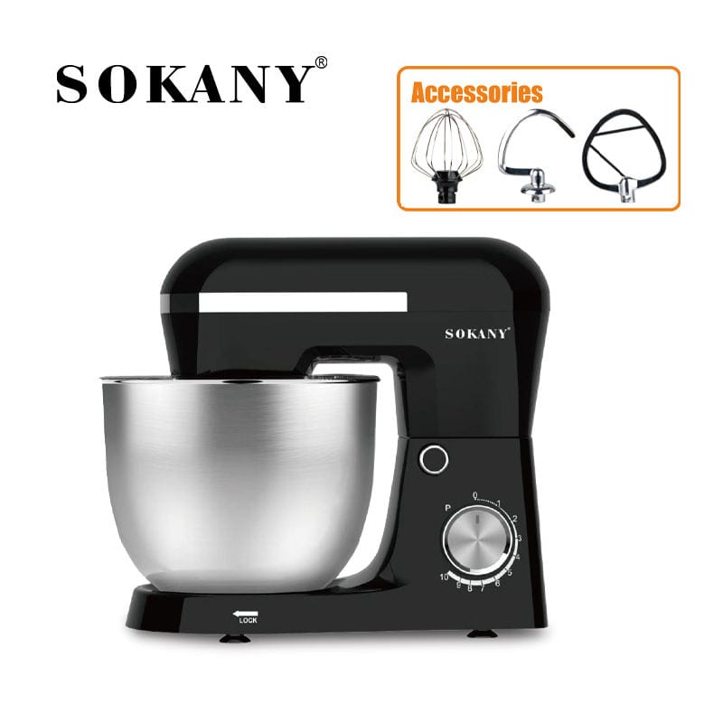 Picture of Sokany SK-05018 Fully Automatic 5.5 Liter Stainless Steel Bowl Home Chef Kneading Machine Stand Mixer Dough & Egg Beating Mixer-Black