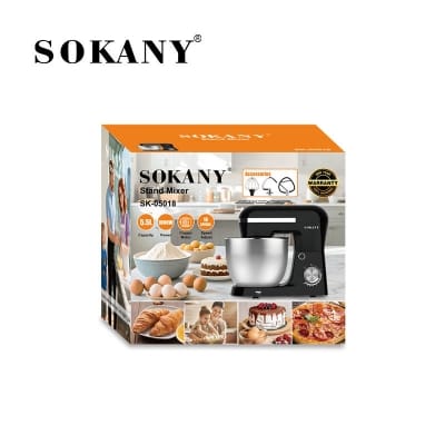 Picture of Sokany SK-05018 Fully Automatic 5.5 Liter Stainless Steel Bowl Home Chef Kneading Machine Stand Mixer Dough & Egg Beating Mixer-Black