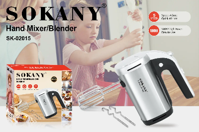 Picture of Sokany SK-02015 500W High Performance 5-Speed Easy To Use Hand Mixer-Silver