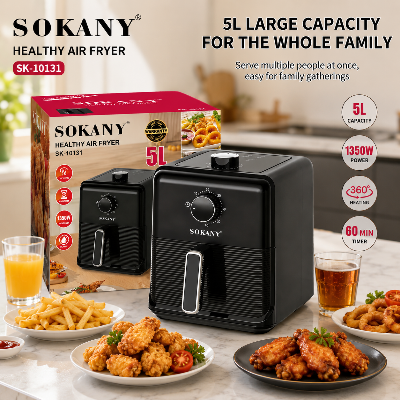 Picture of SOKANY SK-10131 New 5L Electric Air Deep Fryer Without Oil Best New Kitchen Appliance for Household Use-Black