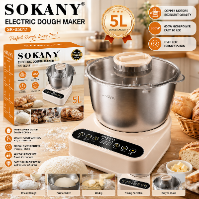 Picture of SOKANY SK-05017 Electric Dough Maker Mixer 5 Liter 600 Watts-Cream