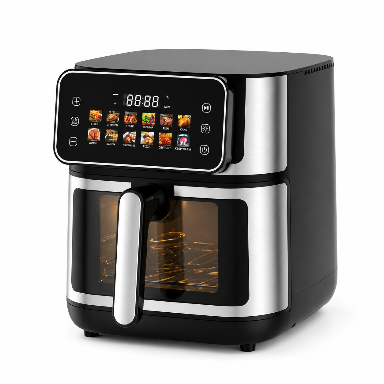 Picture of Sokany SK-10118 Digital 8 Liters Air Fryer 2000 Watts with Top and Bottom Heating Colorful Display Panel-Black