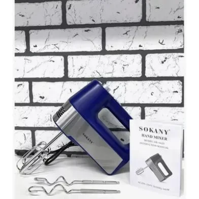 Picture of SOKANY SK-02037 Egg Beater Hand Mixer With 800 Watts Powerful Copper Motor and Modern Blue Colorful Design