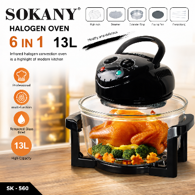 Picture of SK-560 6 in 1 Super Strong Glass Body Biggest Family and Party Size 13L Halogen Oven