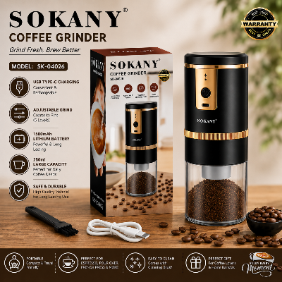 Picture of Sokany SK-04026 Black USB Coffee Bean Grinder with 250ml Capacity