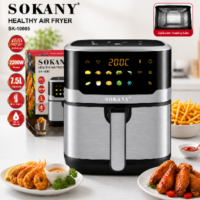 Picture of Sokany SK-10085 2200W Dual Heating Top And Bottom Digital Air Fryer 7.5 Liter Capacity-Silver