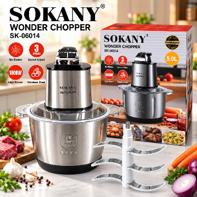 Picture of SOKANY SK-06014 Stainless Steel 5 Liter Large Capacity Wonder Chopper Storage Meat Blender Household Electric Wonder Chopper-Silver