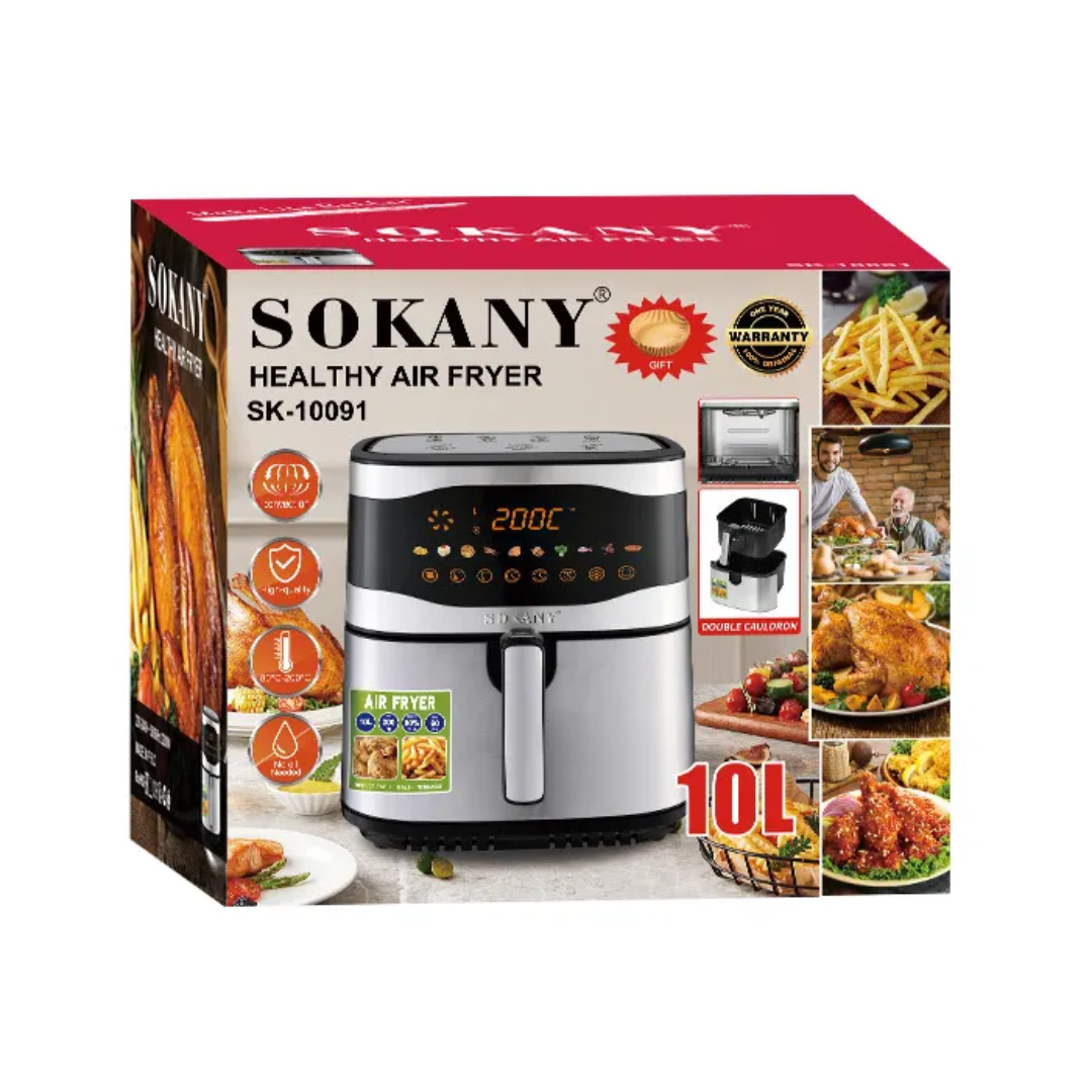 Picture of Sokany SK-10091 Dual Heating Oil-Free Healthy 10 Litre Digital 2200W Cooking Air Fryer-Silver