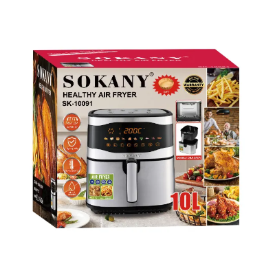 Picture of Sokany SK-10091 Dual Heating Oil-Free Healthy 10 Litre Digital 2200W Cooking Air Fryer-Silver