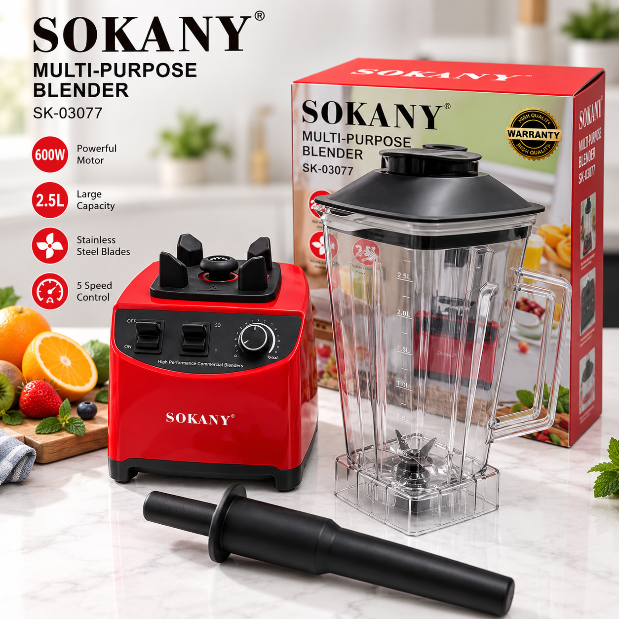 Picture of Sokany SK-03077 Big Blender With 2.5 Liter Transparent Jug