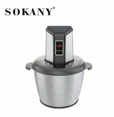 Picture of Sokany SK-06022 Chopper Machine 3 Liter Multifunction Electric Meat Grinder Meat Chopper 2 Speeds with Usage Timer Display-Silver