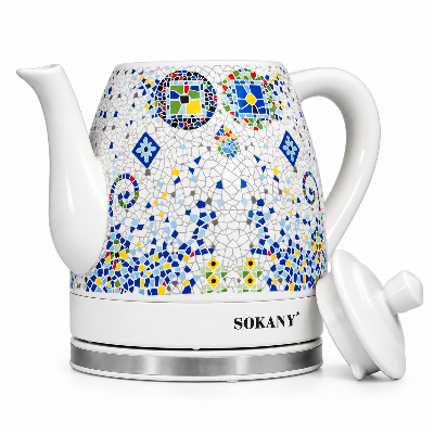Picture of SOKANY SK-09008 Porcelain Ceramic Body Aesthetic Design Electric Kettle with 1.5 Liter Capacity and Cordless Design-White