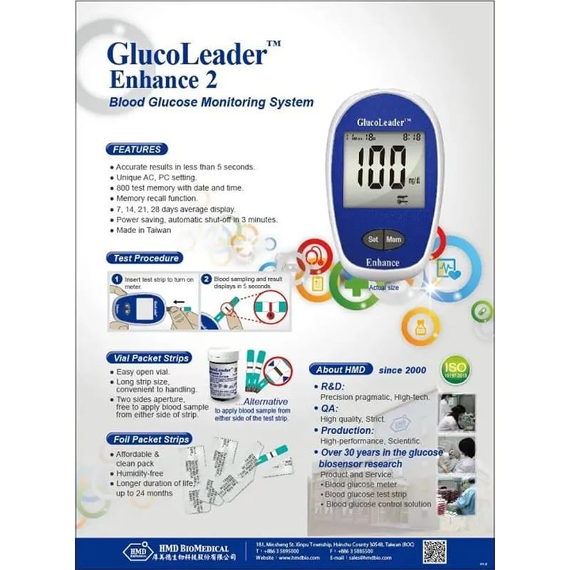 Picture of GlucoLeader Blood Glucose Monitoring System (Blue) diabetics machine