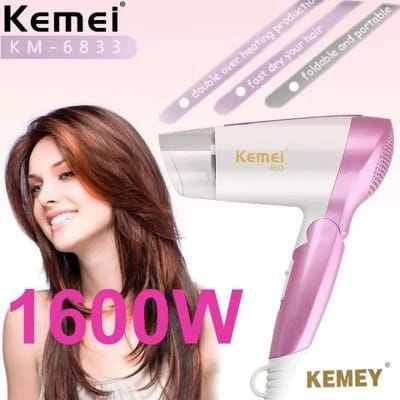 Picture of Kemey KM6833 Cool and Hot Electric Foldable Hair Dryer for Women - Hair Dryer