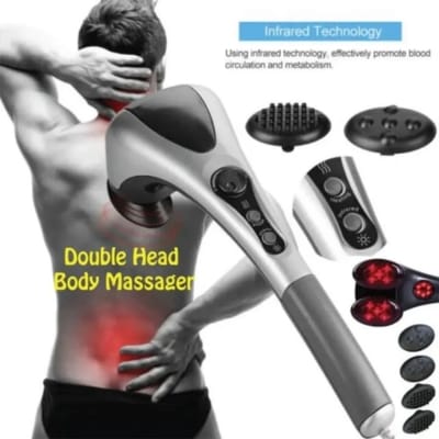 Picture of Electric Handheld Back Massager Infrared Heating Hammer Massager With Double Head Used To Full Body Massage Pain Relief
