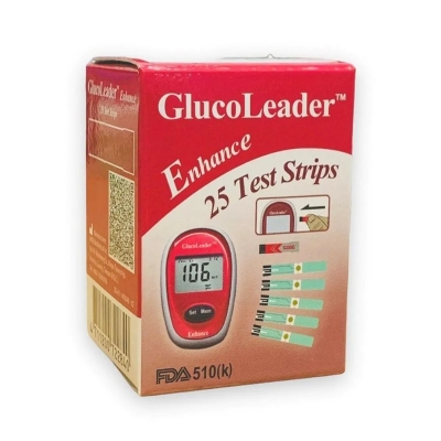 Picture of GlucoLeader Enhance Blood Glucose Test Strips (Red) – 25 Pieces