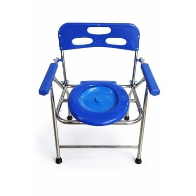 Picture of Premium Foldable Stainless Steel Commode Chair with Armrest & Back Support