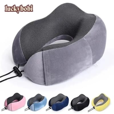 Picture of Travel Pillow Breathable Comfortable Memory Foam Pillow Easy to Carry Neck Pillow with Phone Holder