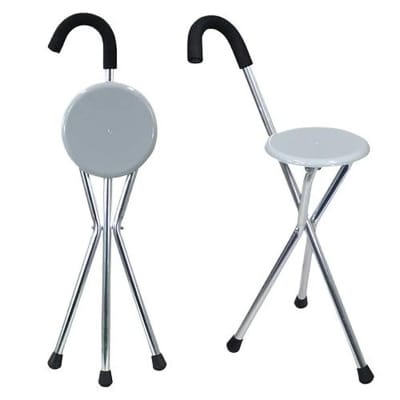 Picture of Adjustable Aluminum Walking Stick with Folding Seat – Portable Mobility Aid