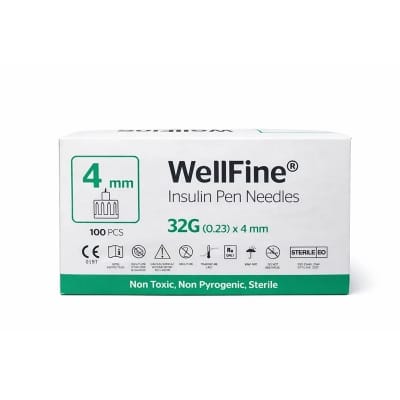 Picture of WellFine Insulin Pen Needles – 4mm (32G) | Ultra-Thin & Painless