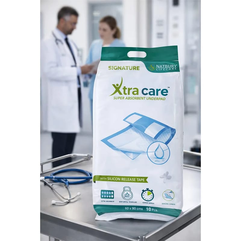 Picture of XtraCare UltraShield Super Absorbent Underpad Premium Leak Protection Bed Pad (60×90 cm, 10 Pcs)