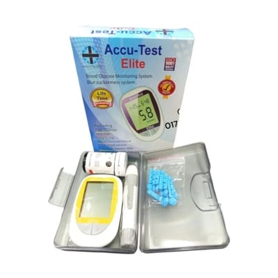 Picture of Accu-Test Elite Blood Glucose Monitor (Korean) with 10 Strips & 10 Needles – Complete Home Testing Kit