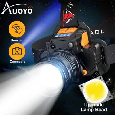 Picture of LED Rechargeable Headlight Dual Light Zoom Headlamp for using in OT Cycling BK Riding and fishing
