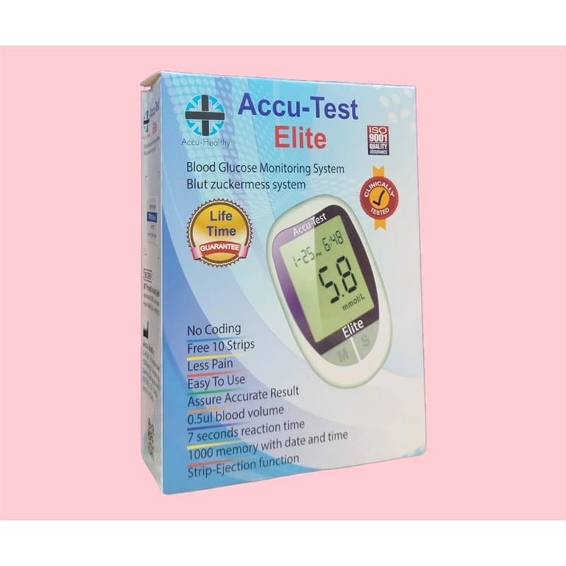 Picture of Accu Test Elite Blood Glucose Monitor - 10 Strips &10 Needles Free