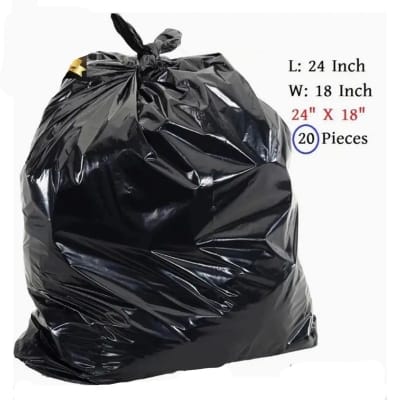 Picture of Trash Bags (25 Pcs) 18X24 Inch High Quality / Garbage Bag / Waste Bag Black-Black