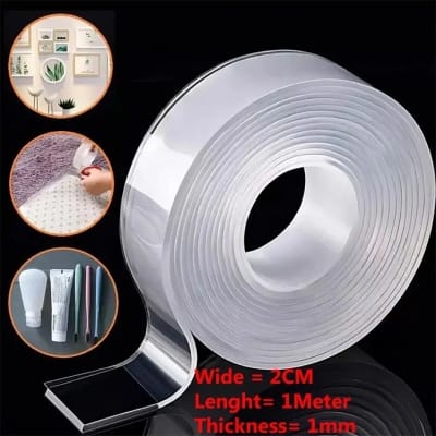 Picture of 1M-Nano Magic Double-Sided Adhesive Tape (2cm/3cm/60pcs) Red Box - Non-Slip Gel Strips for Gripping, Car, Home Office Supplies - Magic Stick